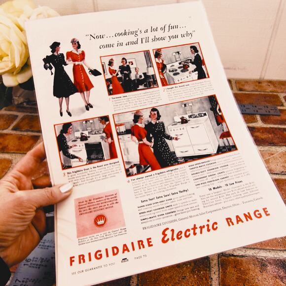 1940 Retro Kitchen Cooking Print Ad for Vtg Frigidaire Electric Range 9.5x12.75 - Picture 4 of 13